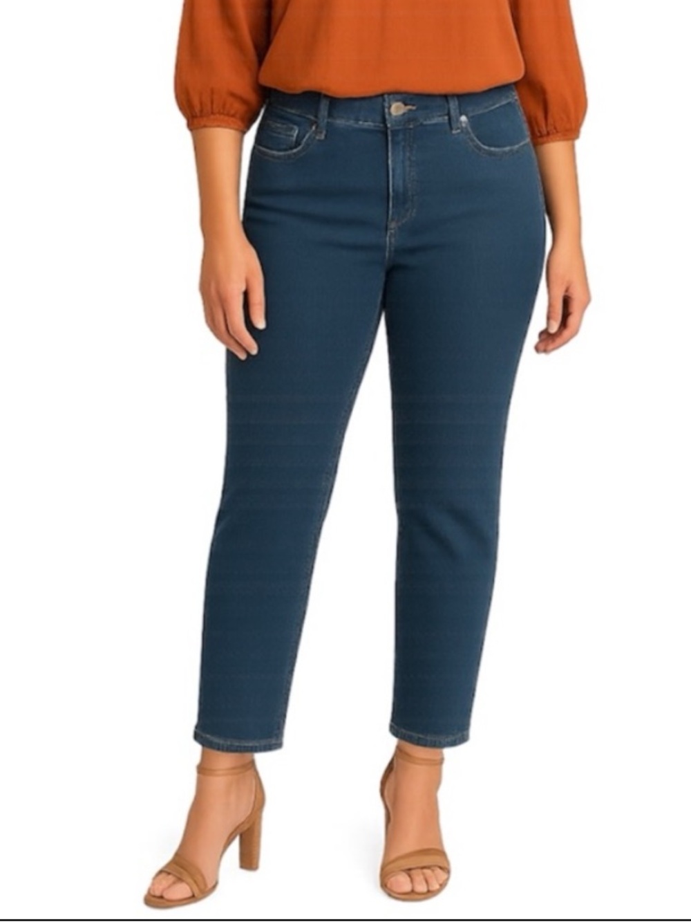 Coldwater Creek Women Straight Leg Jeans Classic Blue Denim Natural Fit Size 14P